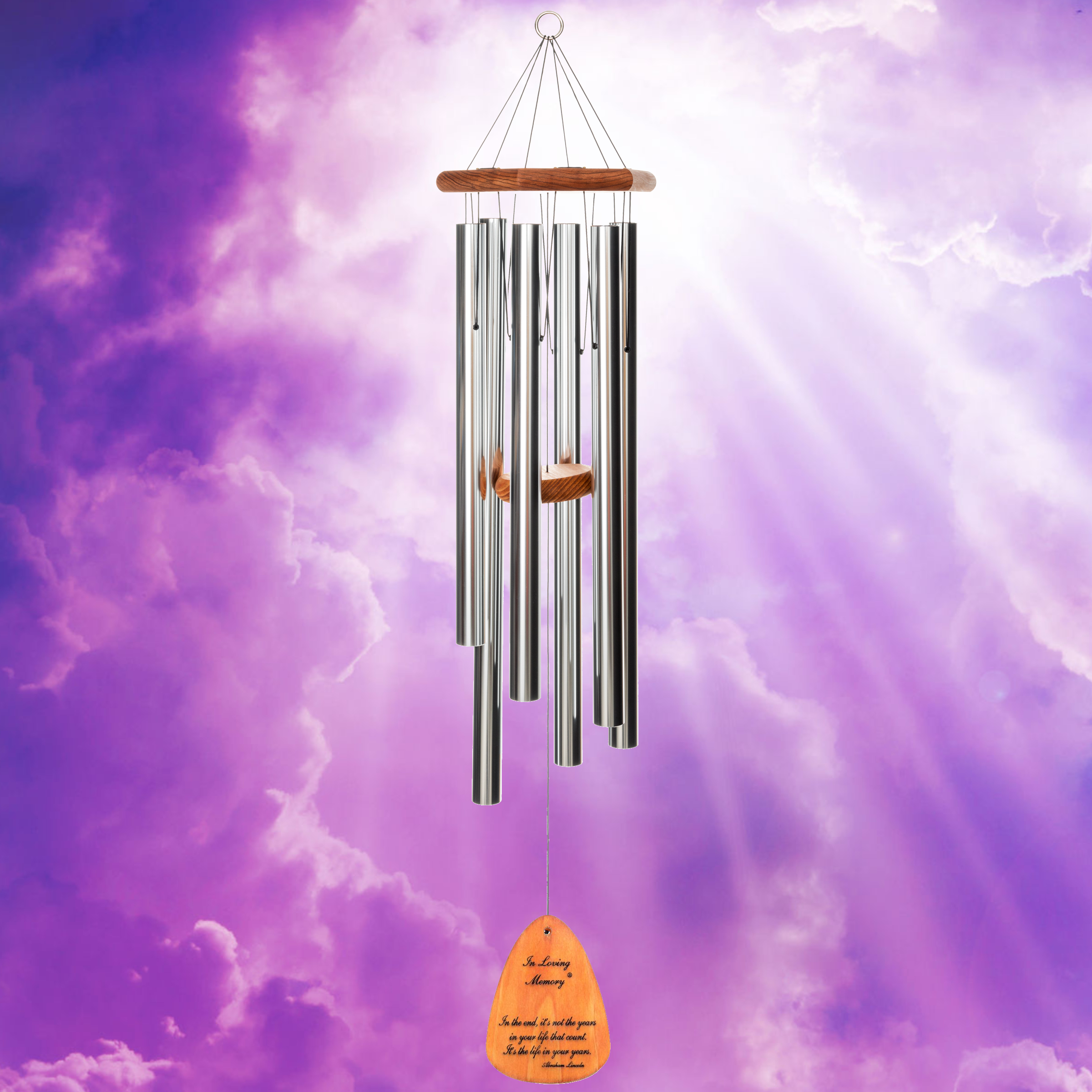 In Loving Memory 42 Inch Windchime - In the end, it's not the years... in Silver